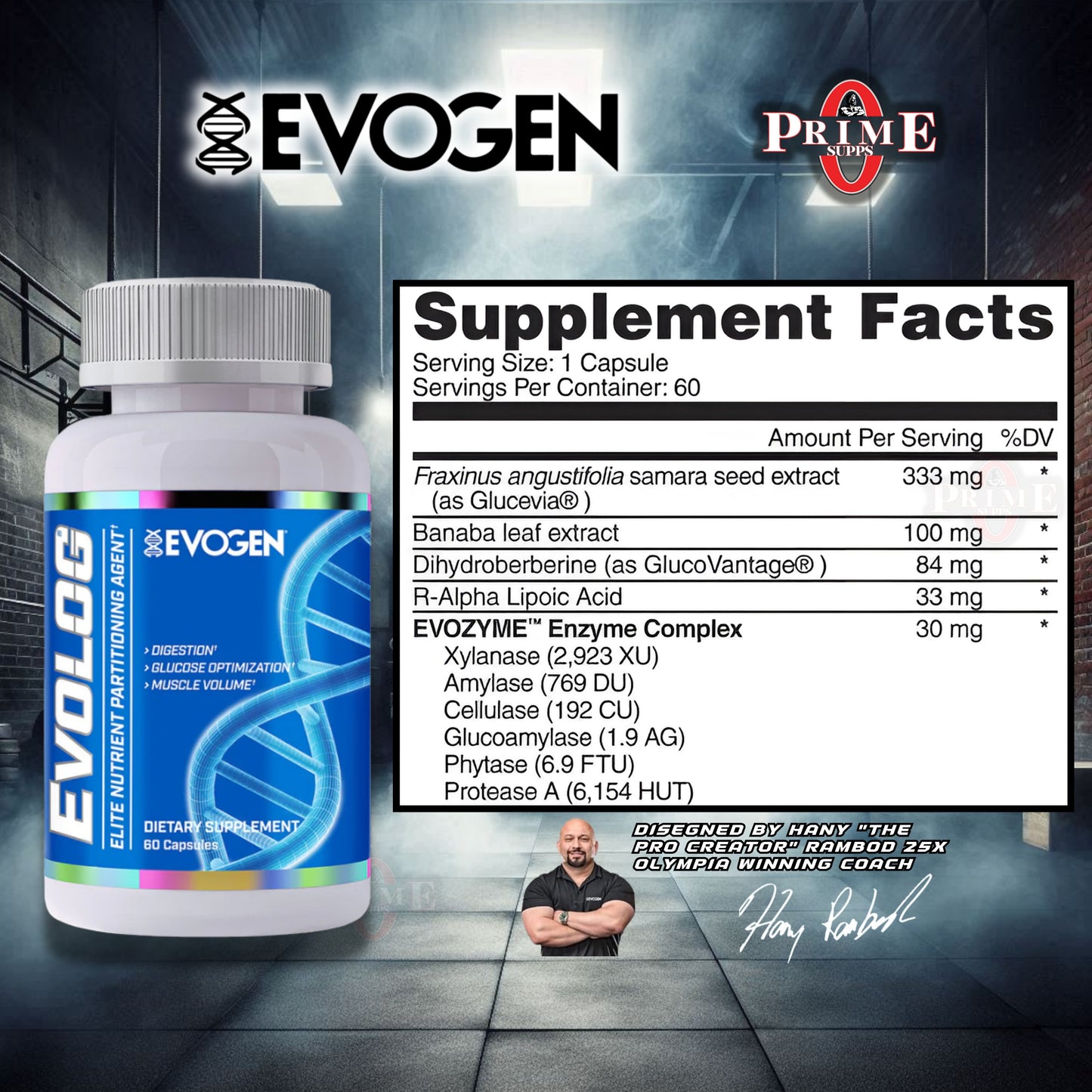 EVOLOG - AGENTE DE PARTICIÓN DE NUTRIENTES ELITE | GANADOR DE MASA Y GANADOR DE PESO PARA MUJERES Y HOMBRES | BLOQUEADOR CARBOHIDRATOS, APOYA LA DIGESTIÓN, OPTIMIZACIÓN DE GLUCOSA, VOLUMEN MUSCULAR | EVOGEN