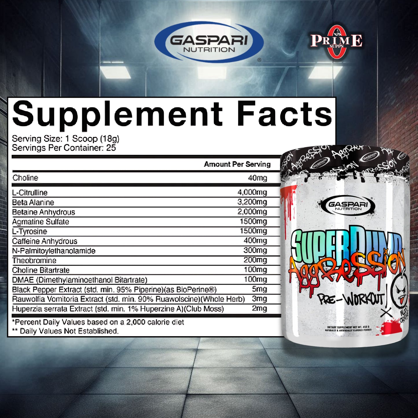 Super Pump Aggression, 25 Serv - Gaspari Nutrition