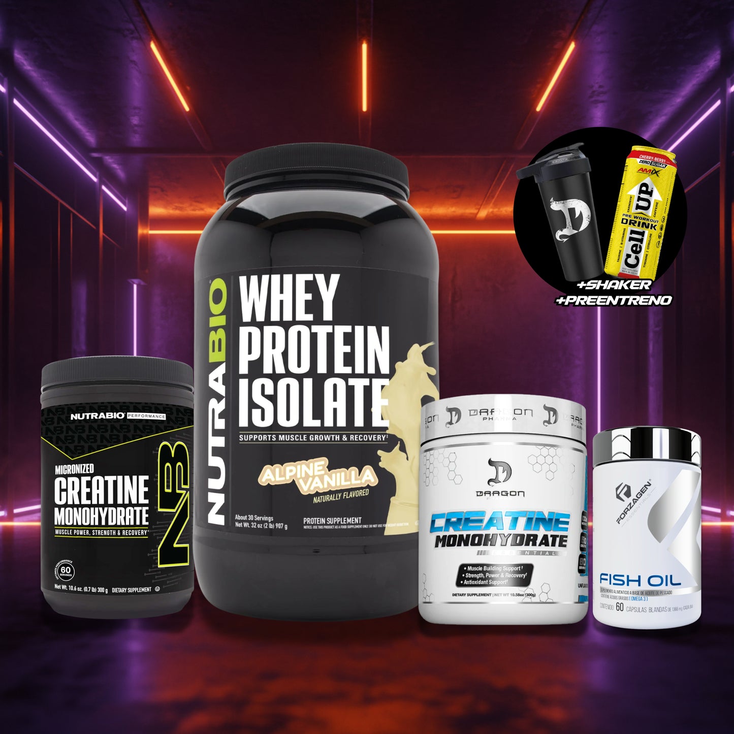 PACK 2: ISO WHEY + CREATINA 300GR + OMEGA 3 +2 REGALOS