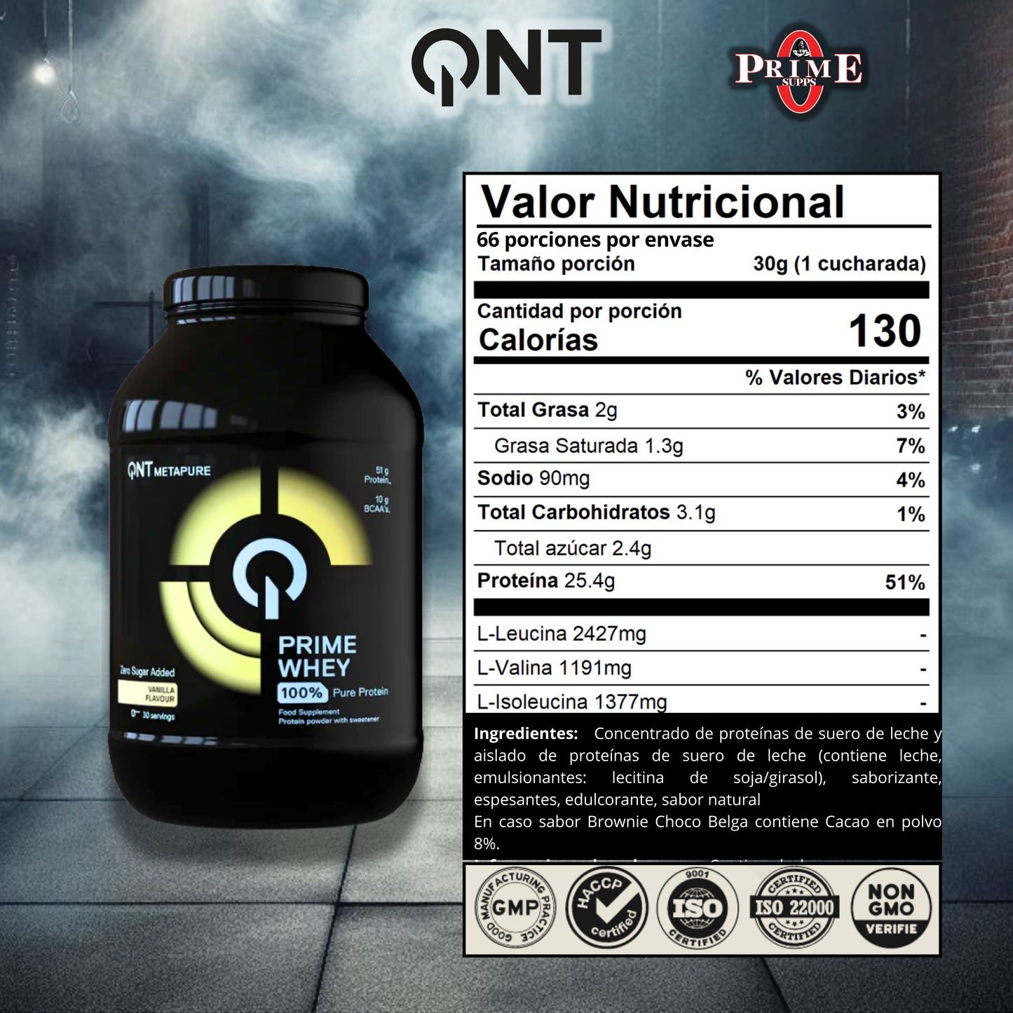 PRIME WHEY 4.4LB - QNT SPORTS, MADE IN EUROPA, BELGICA