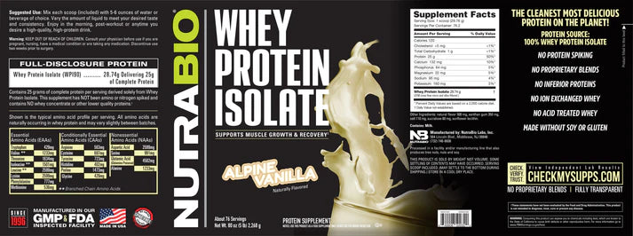 WHEY PROTEIN ISOLATE 5LB - NUTRABIO