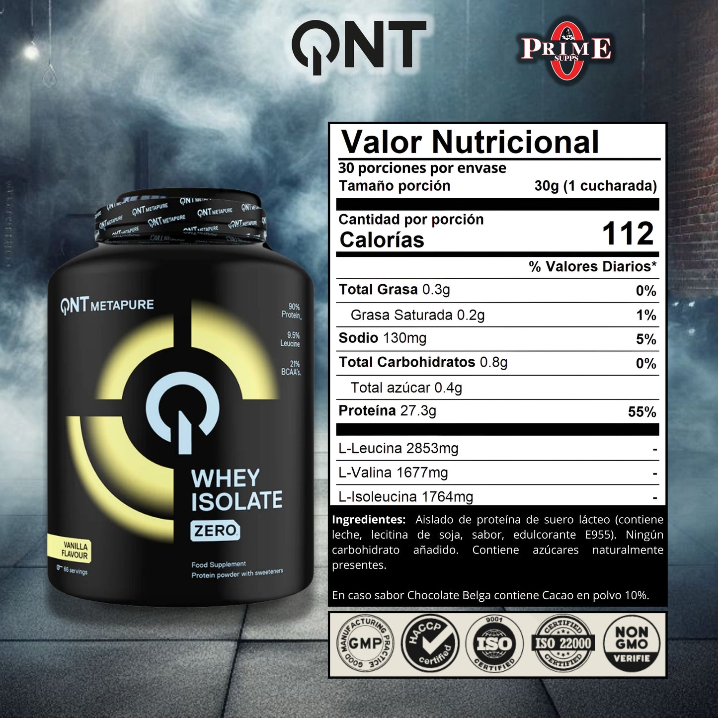 WHEY ISOLATE ZERO 2LB, 30 SERVICIOS - QNT SPORTS, MADE IN EUROPA, BELGICA