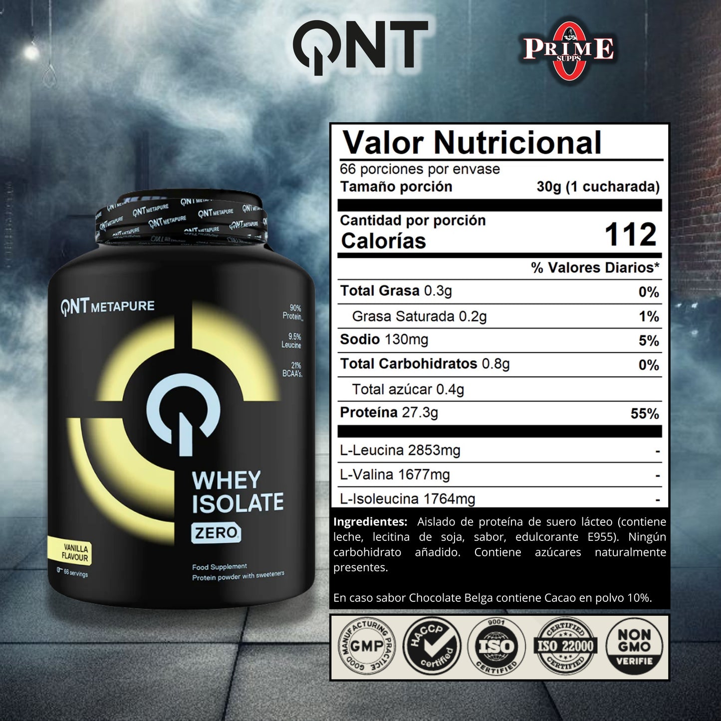 WHEY ISOLATE ZERO 4.4LB - QNT SPORTS, MADE IN EUROPA, BELGICA