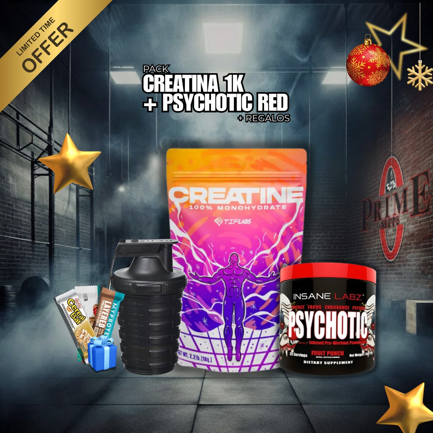 PACK: CREATINA TIFLABS 1KG + PREENTRENO PSYCHOTIC