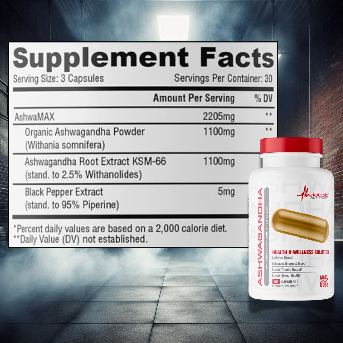 ASHWAGANDHA (90 CAPSULAS) - METABOLIC NUTRITION