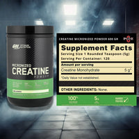 CREATINA MONOHIDRATADA Y MICRONIZADA (600 GR) - OPTIMUM NUTRITION