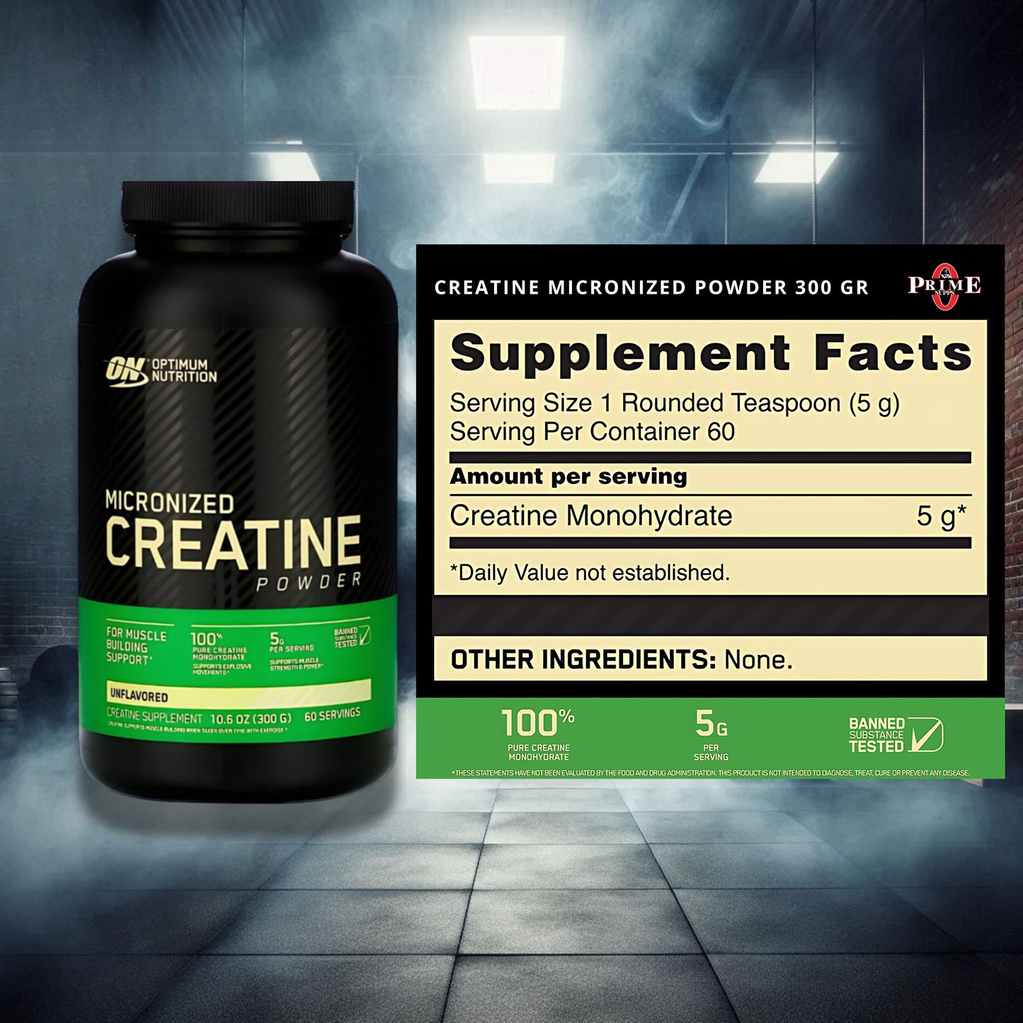 CREATINA MONOHIDRATADA Y MICRONIZADA (300 GR) - OPTIMUM NUTRITION