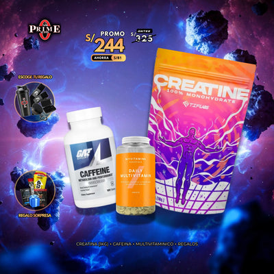 CREATINA (1KG) + CAFEINA + MULTIVITAMINICO + REGALOS