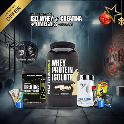 ISO WHEY + CREATINA NUTRABIO + OMEGA 3