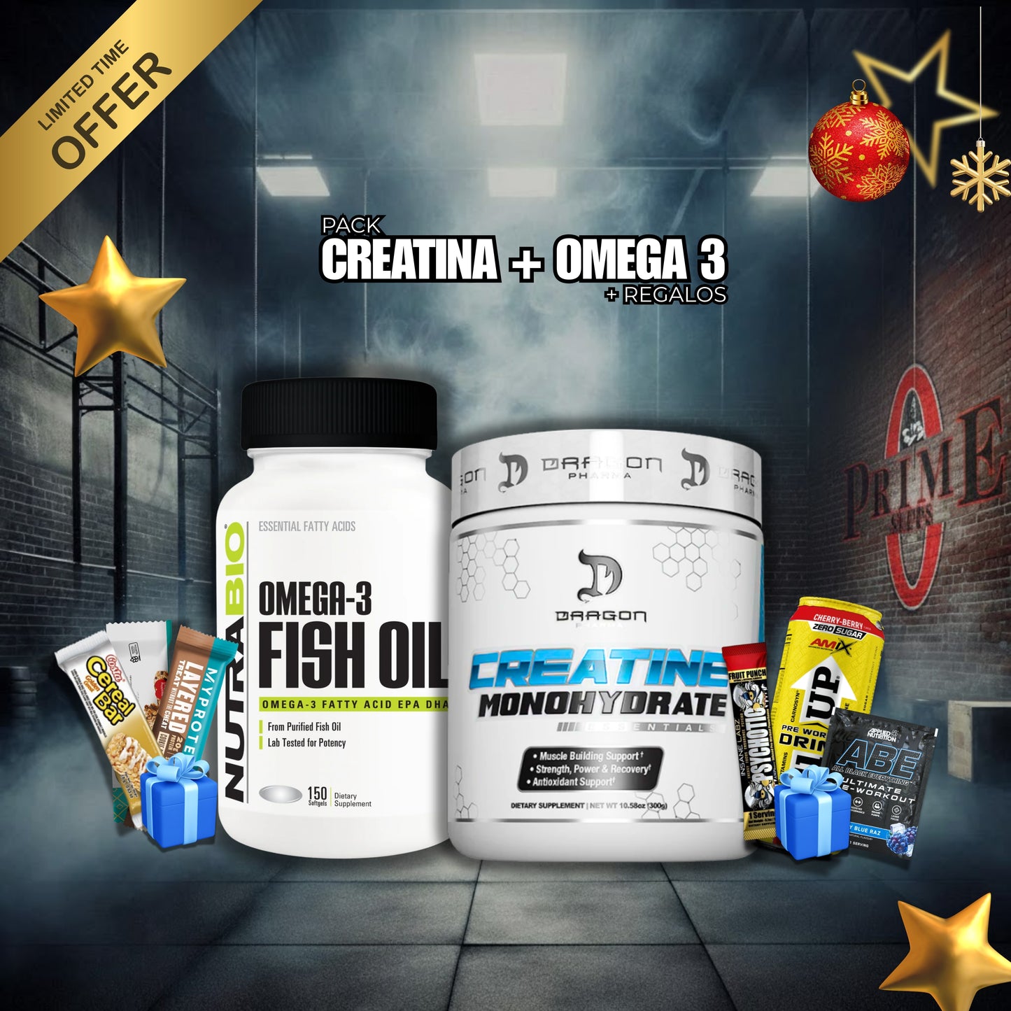 PACK: CREATINA DRAGON + OMEGA 3 NUTRABIO