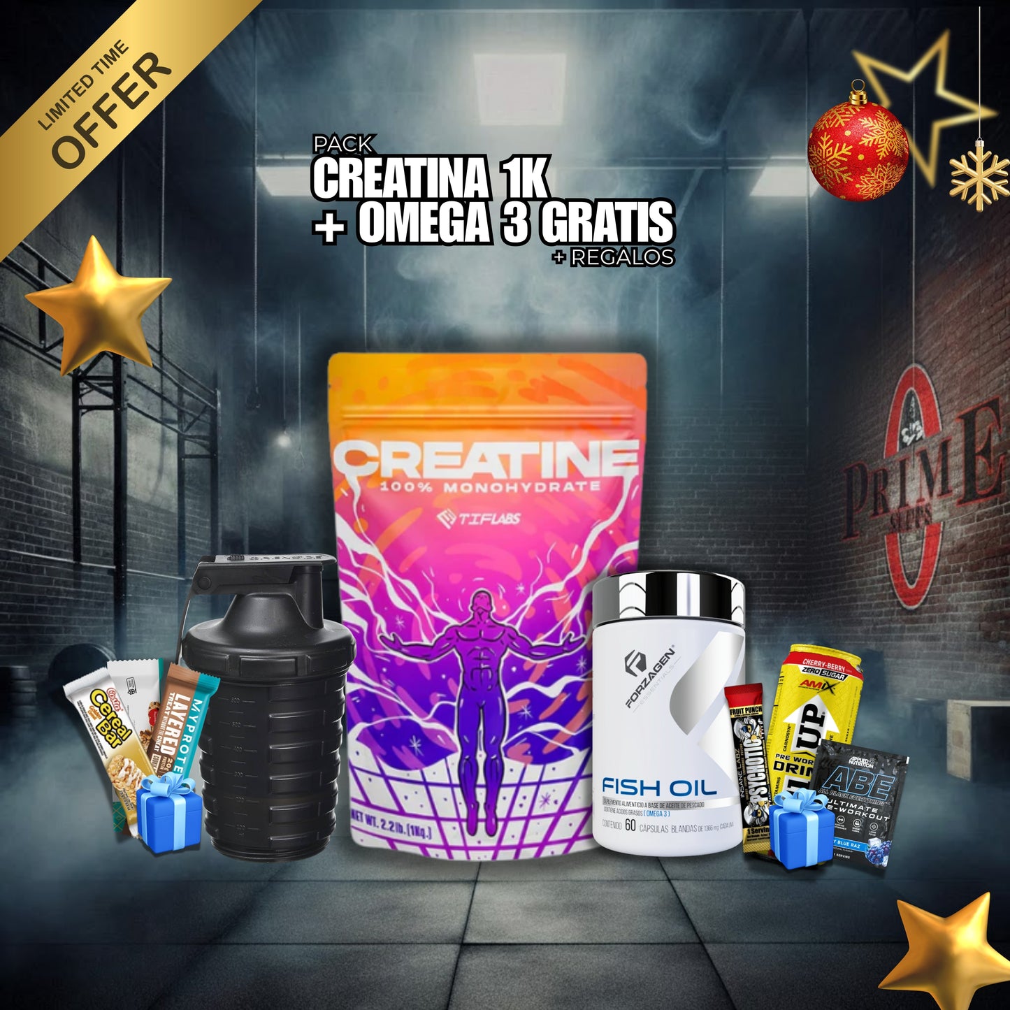 PACK: CREATINA TIFLABS 1KG + OMEGA 3 GRATIS