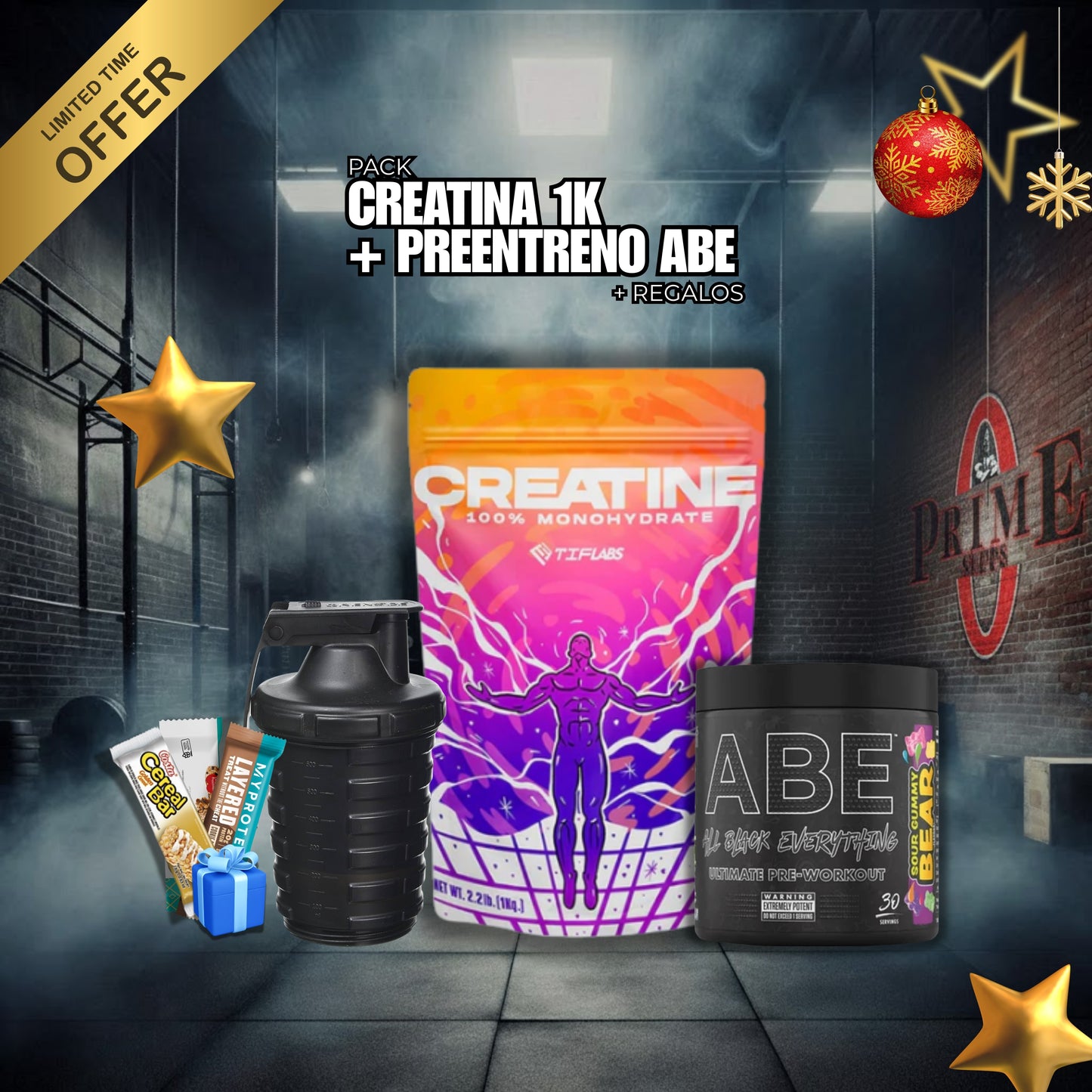 PACK: CREATINA TIFLABS 1KG + PREENTRENO ABE
