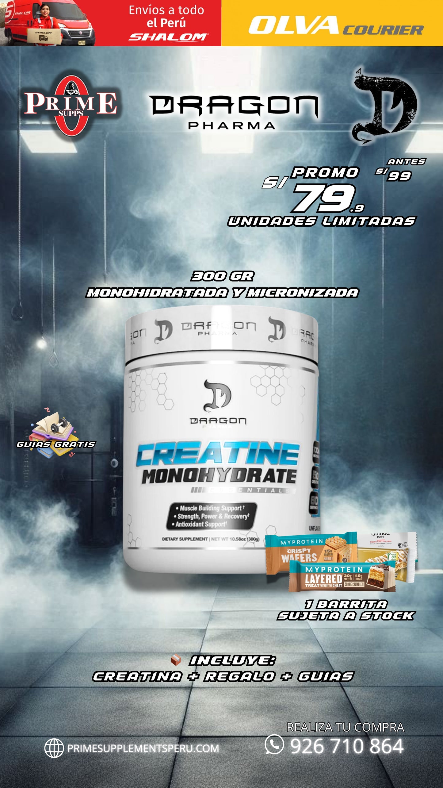 CREATINA DRAGONPHARMA 300GR + REGALO 🎁 (PROMO)