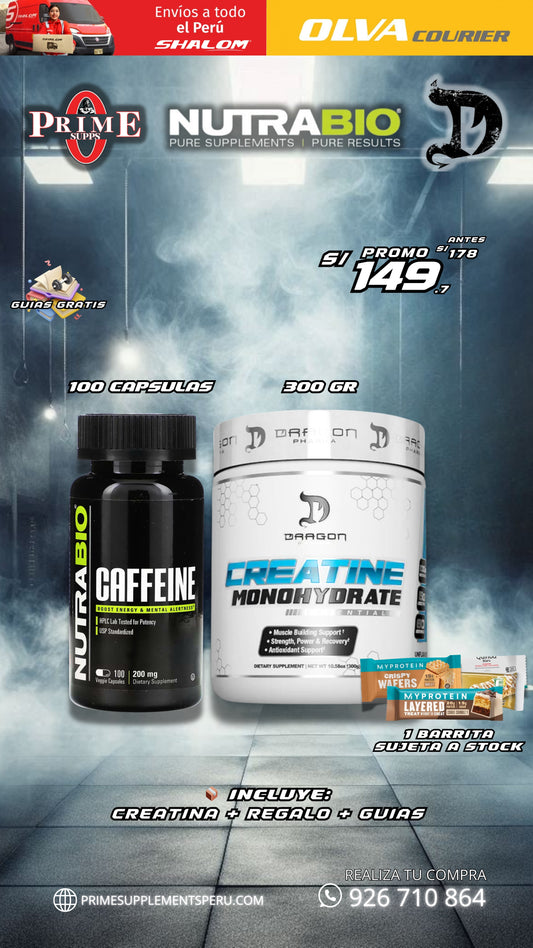 PACK CREATINA DRAGON + CAFEINA 100 CAPS (PROMO)